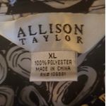 Allison Taylor Women Black White Circles Top Size XL Ruffle Front Puffed Sleeve  Photo 4