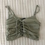 Blue Blush Green Cropped Tie Going Out Top Photo 1