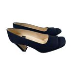 Nine West 90s Black Open Toe Leather Sole Kalyn Block Heel Shoes 7.5 M Photo 6