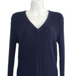 Vtg American Eagle Sweater Womens L Blue V Neck Cable Knit Fitted Bella Swan Y2K Size L Photo 8