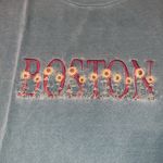 Vintage Sunflower Embroidered Distressed Faded BOSTON T Shirt Grunge Green M Size M Photo 1