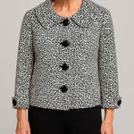 Charles Gray Petite Animal Print Sweetheart Neck 3/4 Sleeve Jacket XS Petite Black Size undefined Photo 0