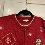 Croft & Barrow VTG  Size M Red and White Cardinal Snowflake Knit Full Zip Sweater Photo 1