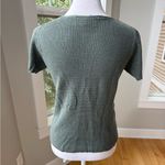 Vintage Country Shop Olive Green Waffle Knit 100% Silk Short Sleeve Baby Tee S Photo 2