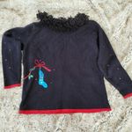Karen Scott Sport Embroidered Christmas Stocking Sweater Black Size Medium Photo 6