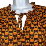 CUPCAKES AND CASHMERE L/S Geometric Floral Lined Orange & Wine Blouse EUC XS Photo 2