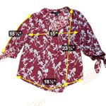 41 Hawthorn Womens Blouse Floral Print Tie Sleeve Top Burgundy XS Petite Red Size undefined Photo 5