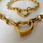 18K Gold Plated Heart chunky Necklace Set Stainless Steel womens Jewelry Photo 11