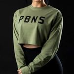 Alphalete PBNS Olive Crop Long Sleeve Graphic Tee Photo 0