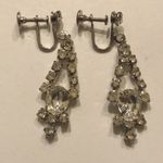 Vintage Silver Tone CZ Rhinestone Dangling Screw Back Earrings Photo 4