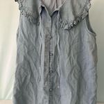 Dear John  Light Blue Ruffle Button Down Shirt Photo 0