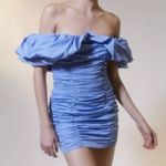 Glamorous Urban Outfitters  Ruched‎ Off-The-Shoulder Mini Dress Blue Size M NWT Photo 0