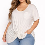Venus ‎ White Twisted Knot Detail Short Sleeve Tunic Tee Size 3X Photo 0