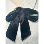 Misa Textured Collared Short Sleeve Cream Top with Black Neck Bow XL Twee Photo 1