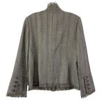 Harve Bernard Wool Pinstripe Fringe Blazer Jacket Size 12 Girl Boss Corpcore Green Photo 1