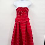 Sachin & Babi Reese Striped Bow Strapless Ball Gown Slit Maxi Dress Red Size 2 Photo 5