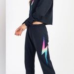 Aviator Nation  Bolt Sweatpants Charcoal/Rainbow Pink Photo 8