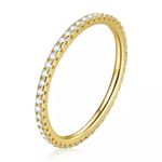 Sterling Silver SIZE 8 Gold 925 Simulated Diamond Stackable Ring Eternity Band Photo 0