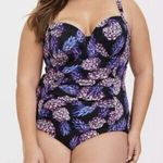 Torrid Black & Purple Pineapple Push-Up Demi Slim Fix Swimsuit Plus Size 3X Photo 8
