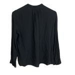 Zadig & Voltaire Tink Top Womens XS Black V Neck Blouse Long Sleeve Pleat Career Photo 1