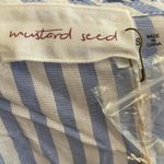 Mustard Seed Women's Blue/White Striped Short Ruffle Sleeve Hi-Low Hem Top sz S Photo 3