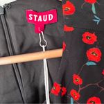 STAUD NEW! Calypso Poppy Cut Out Black Red Midi Floral Print Dress Size L Photo 12