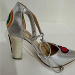 Cape Robbin Metallic Silver Block Heel Patches Flamingo Rainbow Sandals Size 8 Photo 6
