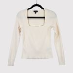 Rag and Bone  Womens Top Beige Asher Ribbed Knit Square Neck Stretch Y2K Medium Photo 1