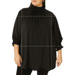 ODDY Women's Plus Satin Blouse Loose Fit Black Size 3x Holiday Christmas Party Photo 1