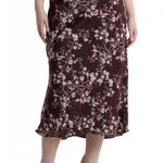 Max Studio Bias Satin Midi Skirt WINE CRANE BLOSSOM NWT Plus Size 3X / 22W Photo 0