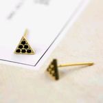 Boutique NEW‎ | Petite 18k Gold Triangle Black Pave Diamond Earrings Photo 1