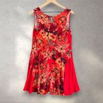 Free People Backyard Tunic Pimento Combo Women's S Red Floral Swing Party Boho Photo 3