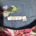 Vasna Shirt Dress Women S Blue Pink Floral Linen Boxy Lagenlook Pocket Roll Tab Photo 7