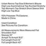 Urban Revivo Top Size 8 Women's Blouse High Low Asymmetrical Top Ruched Stretchy Top Women's Top Blue Photo 2