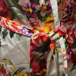 Satin Tie Belted Robe Apricot Pink Floral Bouquet Kimono Womens Medium Photo 1