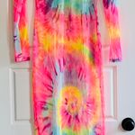 KToo Tie-Dye Pink Orange Netted Swim Maxi Coverup sz LARGE Photo 0