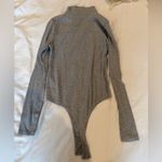 Calvin Klein  Gray Turtleneck Mock Neck Logo Bodysuit Size Small Photo 2