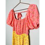 COLOR ME COURTNEY Yellow Pink Ditsy Flower Printed Cece Maxi Dress Size 2 Photo 12
