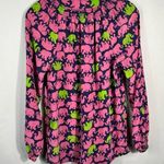 Lilly Pulitzer Elsa 100% Silk Tusk In Sun Pink Elephant Button Front Blouse XXS Photo 2
