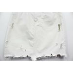 ZARA Women's Off White Denim Raw Cut Off Edges Distressed Mini Skirt Size Small Photo 2