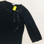 Iris NWT Medium Black Sequin Bow 3/4 Sleeve Blouse from Thailand Photo 2