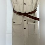 H&M New safari Sleeveless Beige Button-Up Dress with Belt size small Photo 7