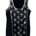 Biker Pride womens XL large black tank sequin cross silver moto harley zip up Photo 0