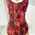 Dress Barn Early 2000's Burgundy Brown Whimsygoth Crushed Velvet Corset Style Top Photo 0