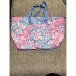 Lilly Pulitzer  Pink Foldable Tote Bag Folds & Zips For Storage NWOT Photo 5