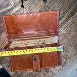 Lodis Toffee Leather Flap Bifold Wallet W Card Leather Snap Closure Internal Zip Brown Photo 1