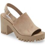 Steve Madden 🛍️ Beige Sandy Sunnyside Slingback Lug Sole Sandals Heels Size 7 Photo 0