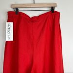 Kaktus red linen blend wide leg lace floral trim cropped pants 1X NEW Photo 6
