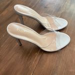 Bebe Sandra Clear Rhinestone & Leather Open-Toe Pumps Sz 9.5 Photo 6