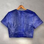 Zac Posen  Croc Embossed Leather Crop Top‎ Blouse Sz 8 NWT $990 MSRP Photo 6